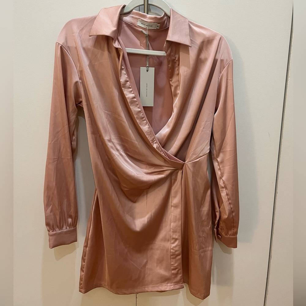 NWT Which We Want Elegant Blush Pink Satin Mini Dress